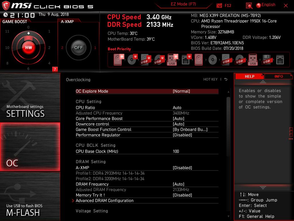 Overclocking - The MSI MEG X399 Creation Motherboard Review: The